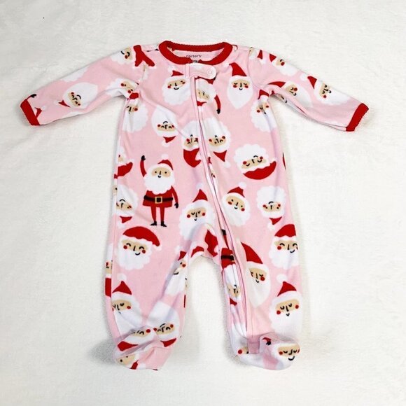5/$25 Carter's Santa zipper fleece one piece pajamas jammies pjs sleeper - Picture 1 of 4
